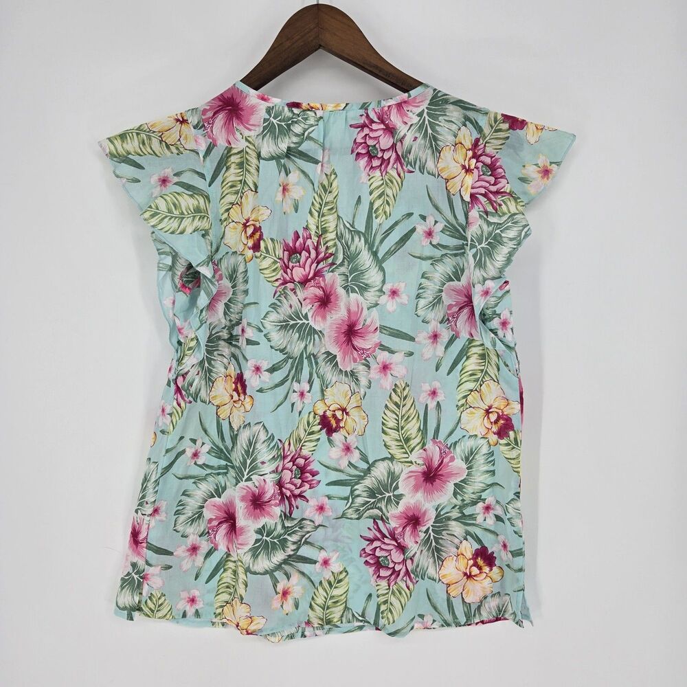 Land N Sea Floral Cotton Resort Wear Beach Blouse Maximalist Small - Picture 6 of 6